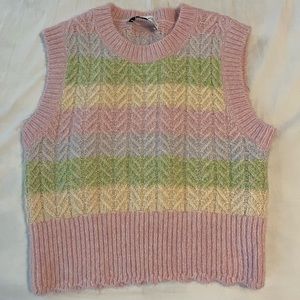 zara rainbow knit sweater vest